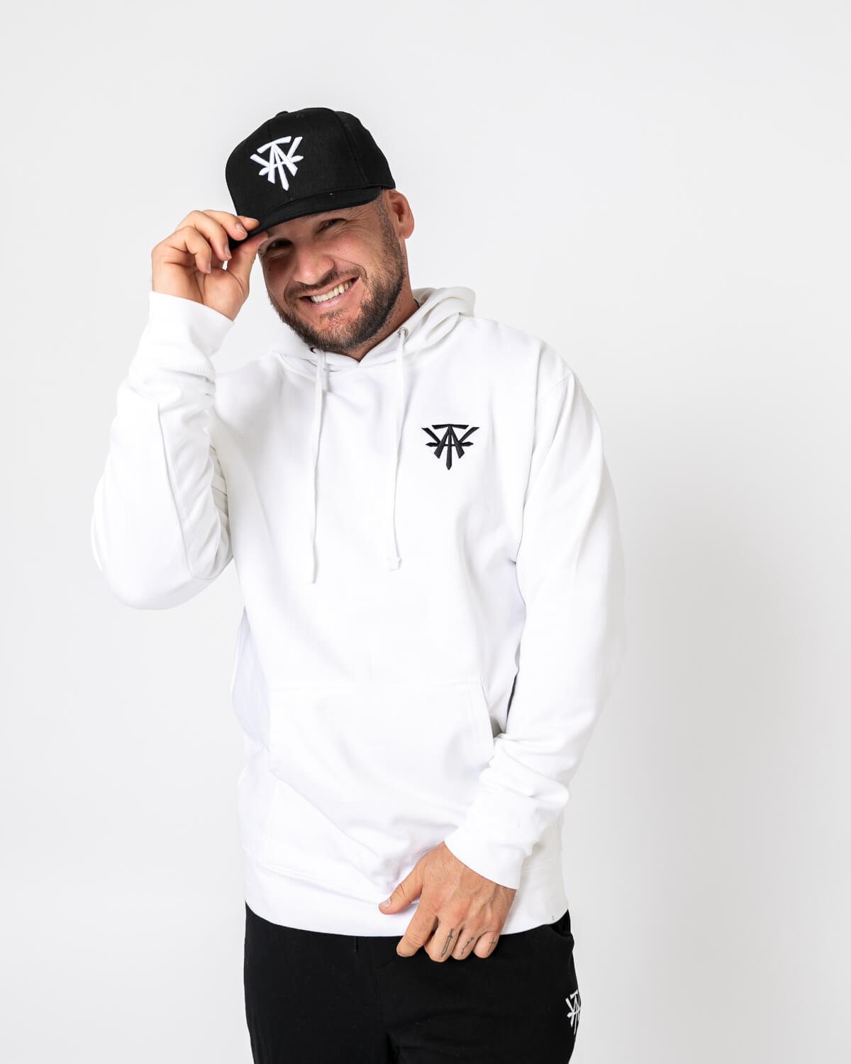 Hoodie with Chest Logo - White
