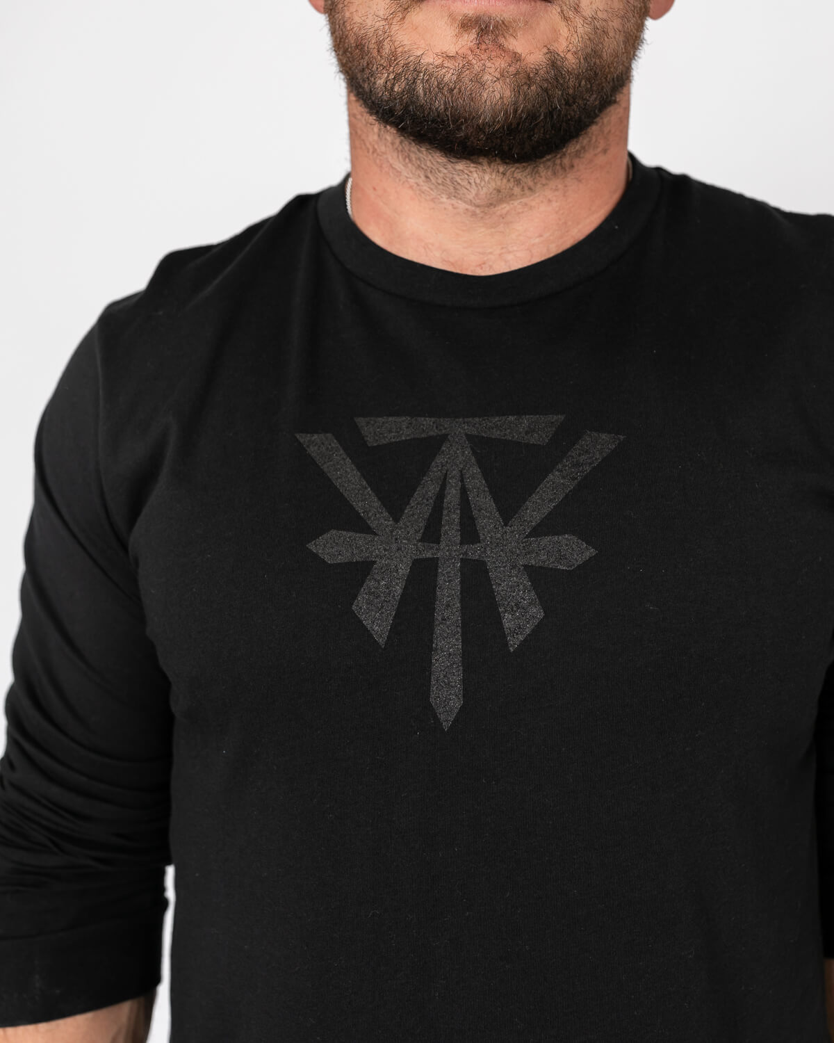 Dark Gray Logo Long Sleeve Tee. - Black