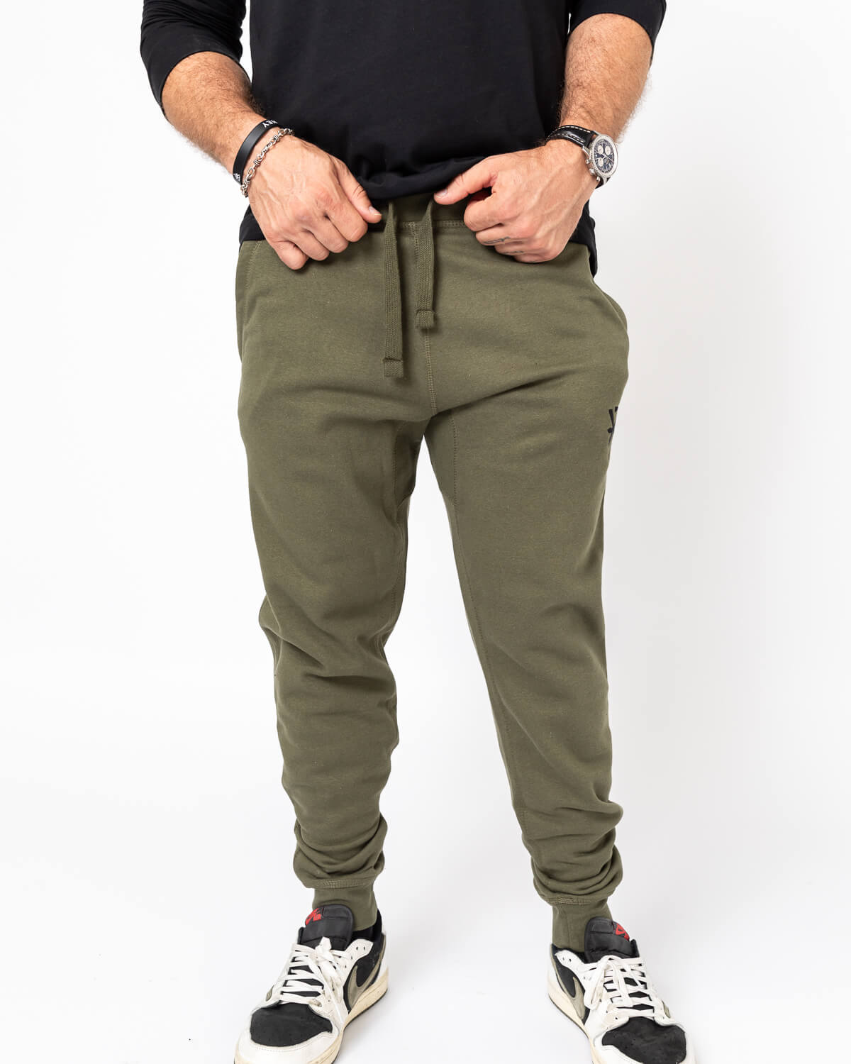 WATT Logo Fleece Pants-Military Green