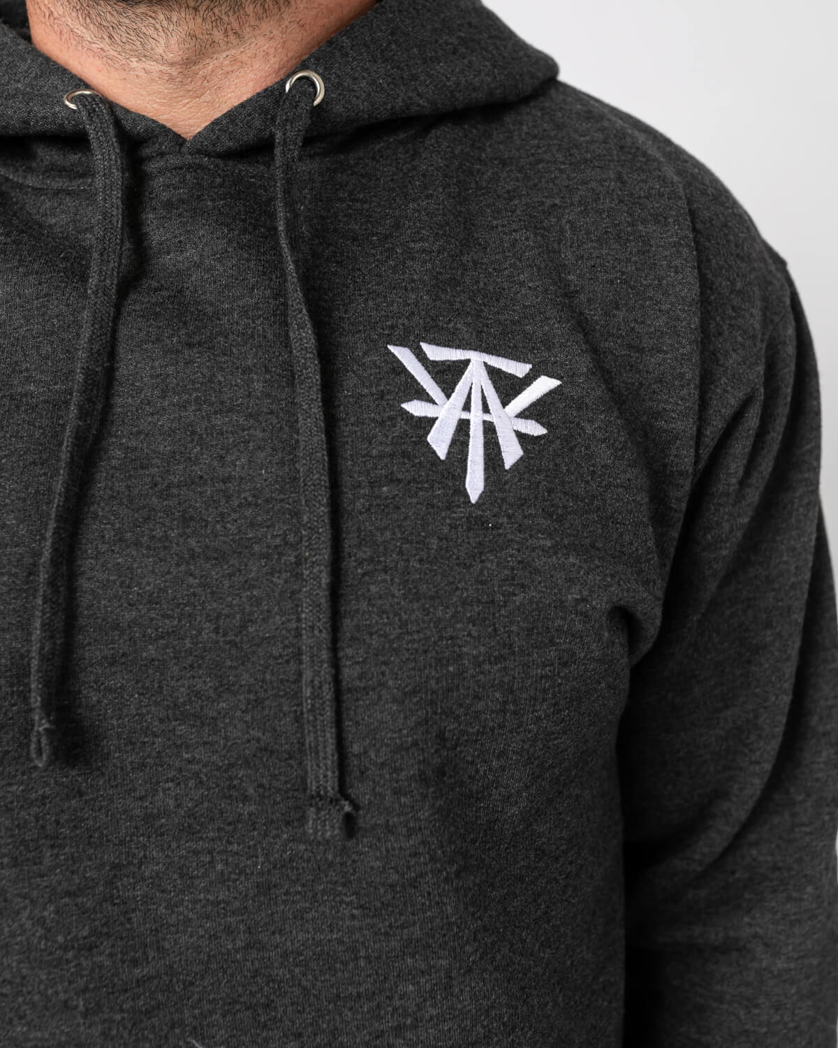 Heather Gray Hoodie with White Pocket Embroidery Logo