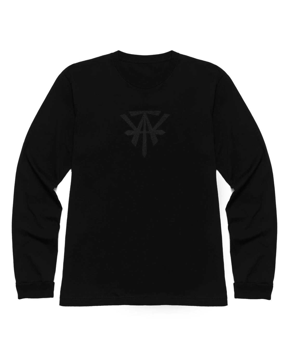 Dark Gray Logo Long Sleeve Tee. - Black